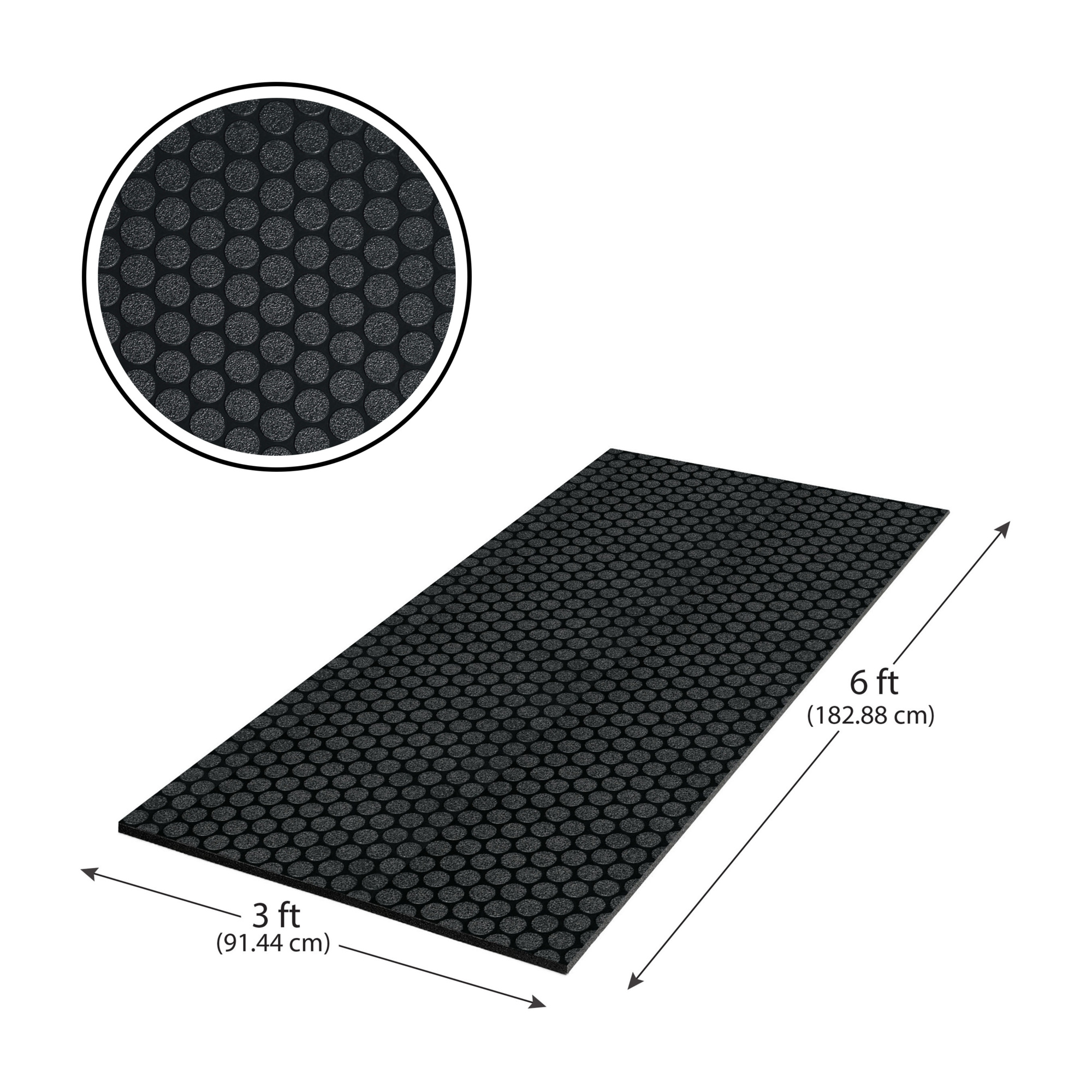 G-Floor Cushioned  Small Coin 3' x 6' - Midnight Black - Durable, Easy to Clean - AF58SC36MB